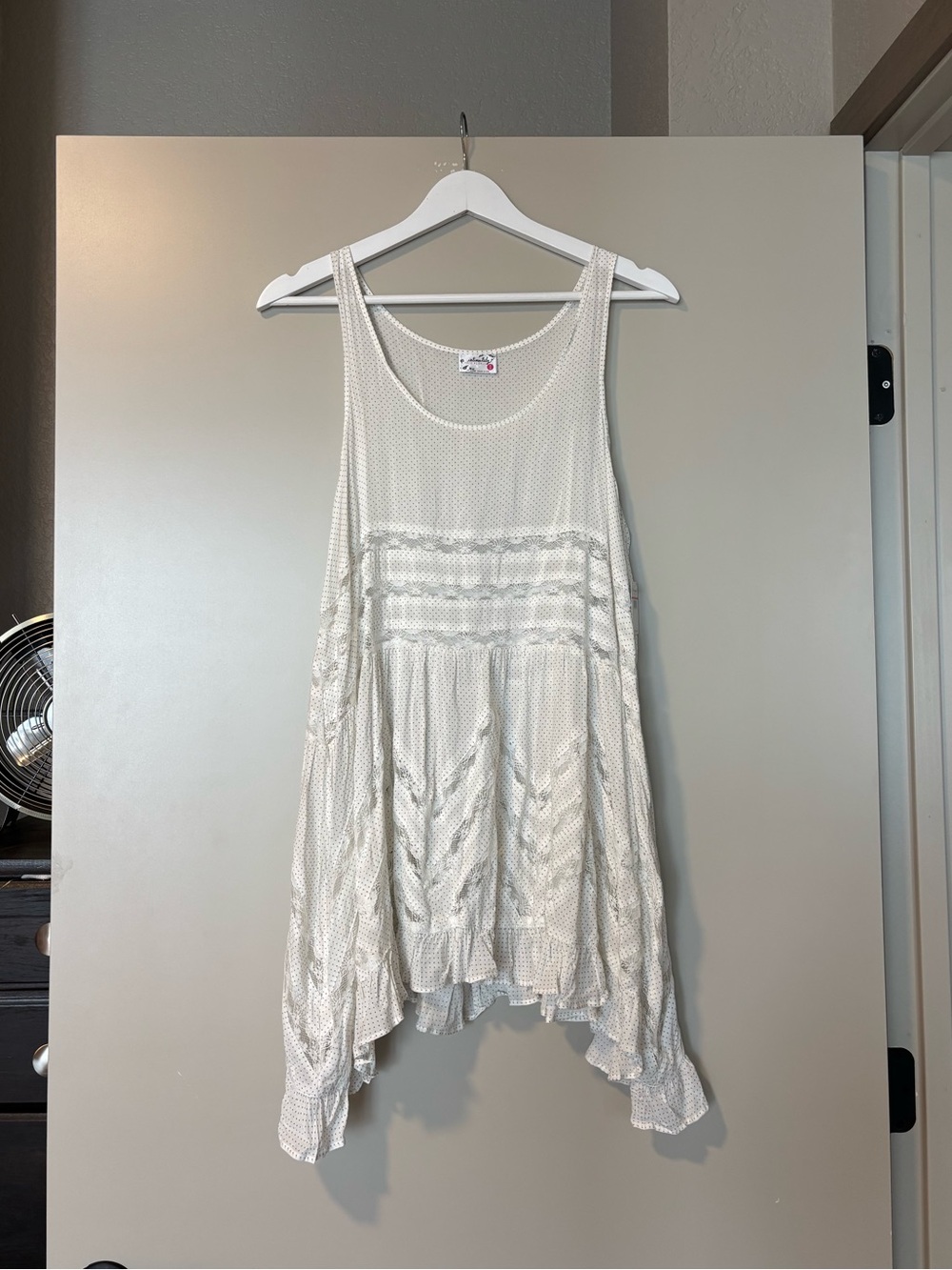 NWT Free People Intimately Polka Dot Lace-Trim Sleeveless Flowy Tank/Dress Boho